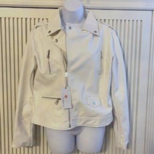 White Faux Leather Bomber Jacket- NWT